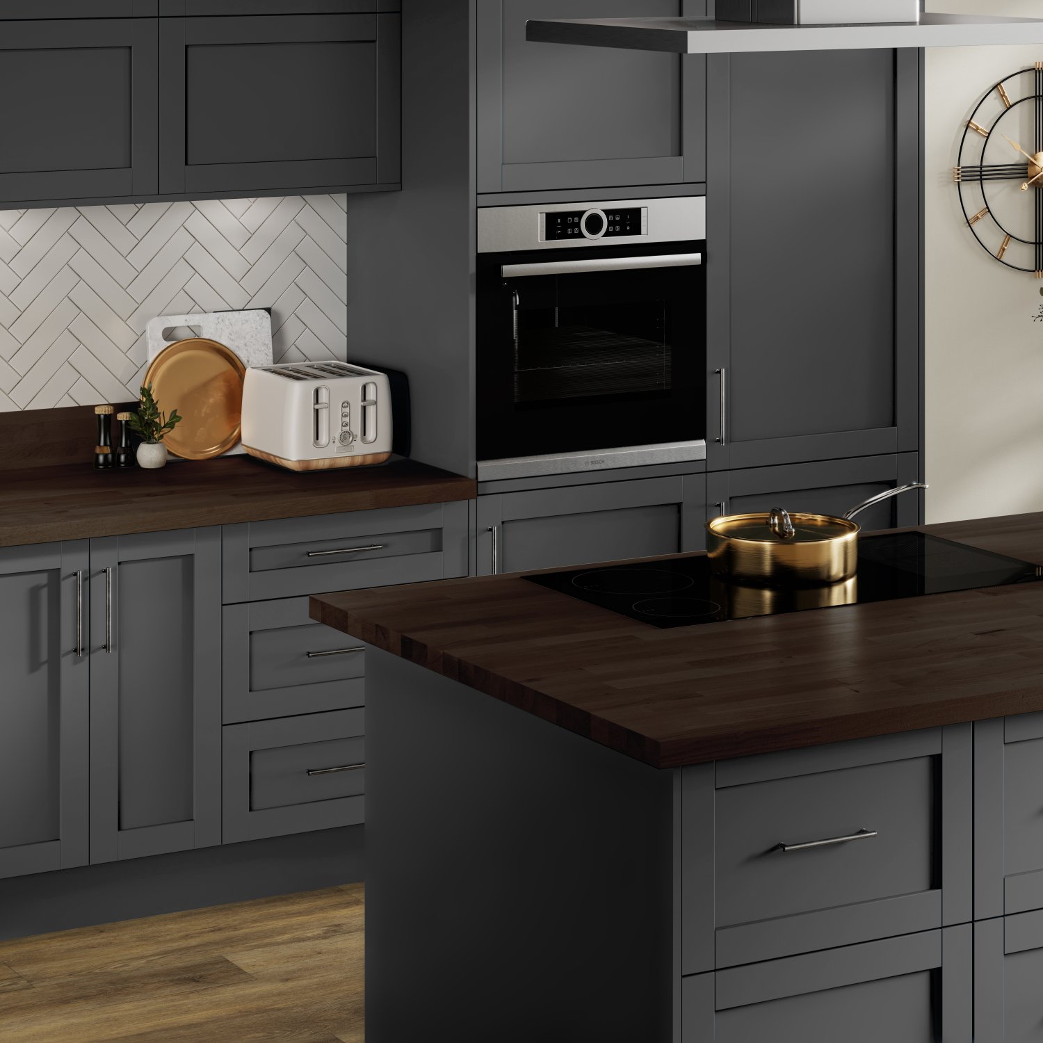 black stained oak worktop