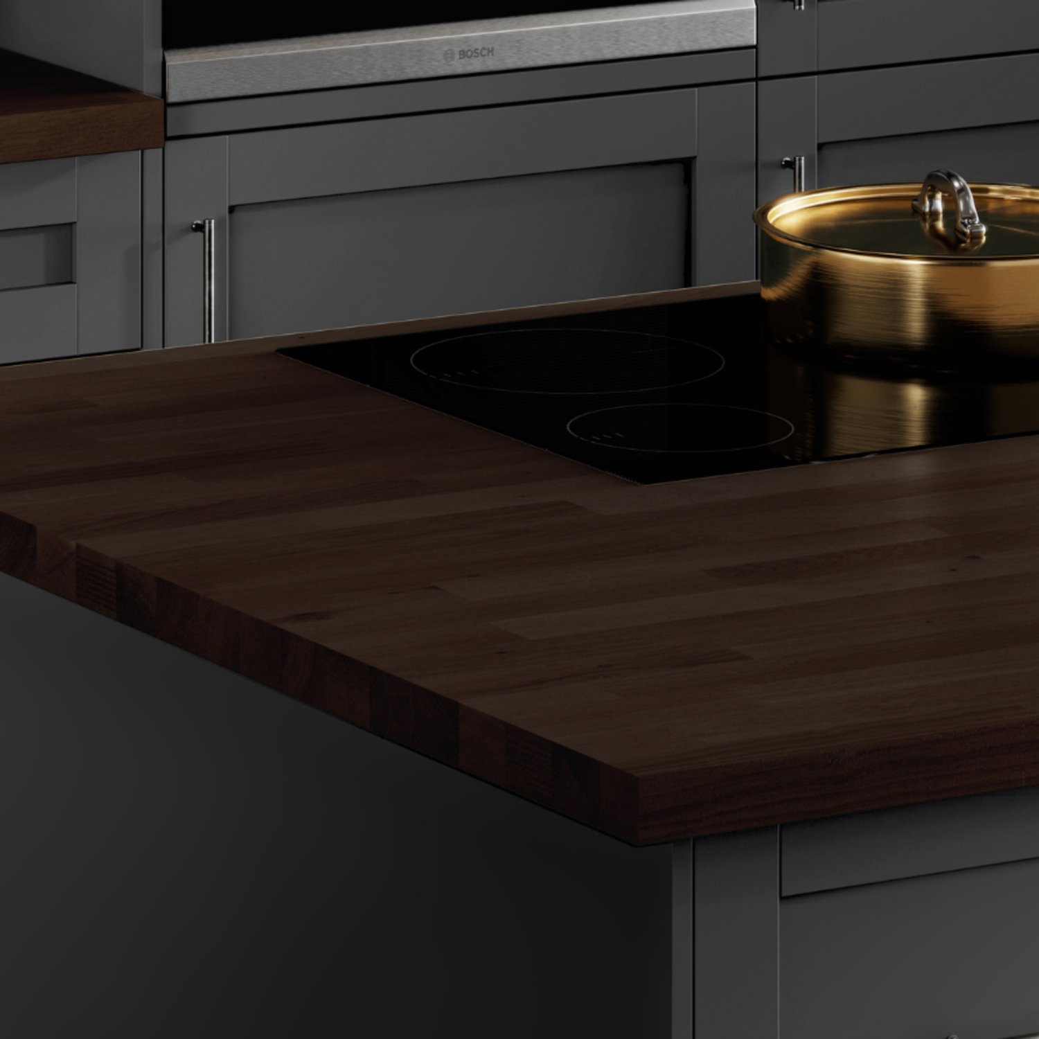black stained oak worktop