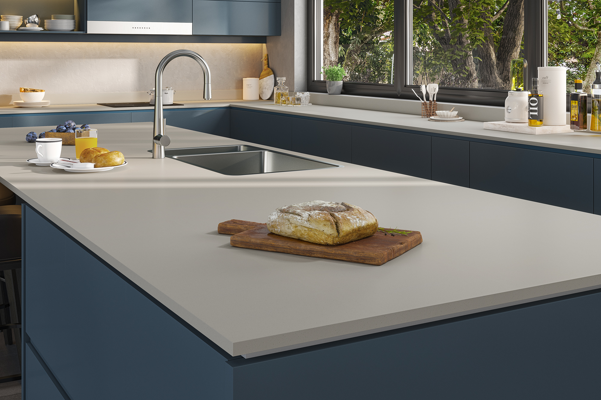 Whispering Grey Solid Surface Worktop 2