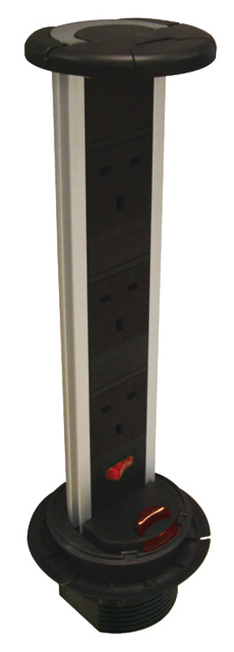 Häfele Vertical Powerdock Pop-Up Socket, 3 x UK