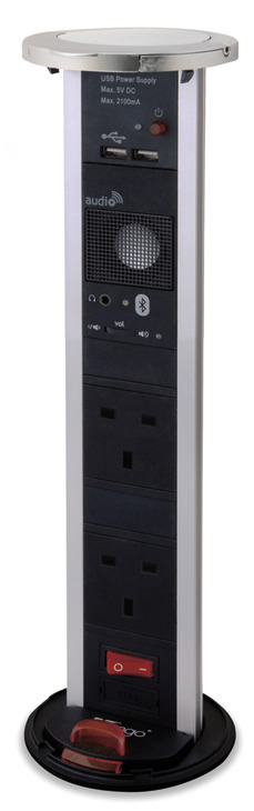 Häfele Vertical Powerdock Pop-Up Socket with Bluetooth Speaker