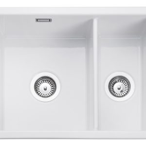 Rangemaster Rustique 1.5 Bowl Ceramic Sink, White (CRUB3216WH)