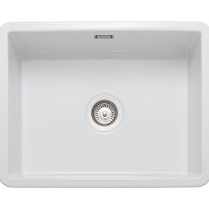 Rangemaster Rustique 1.0 Bowl Ceramic Sink, White (CRUB5340WH)