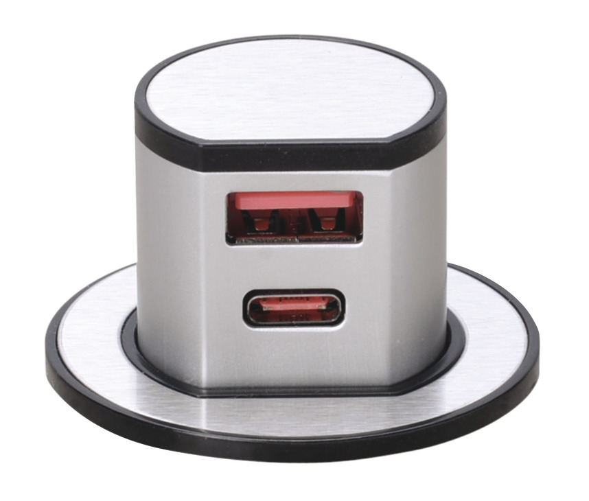 Häfele Mini Pop-Up USB-A/USB-C Charger