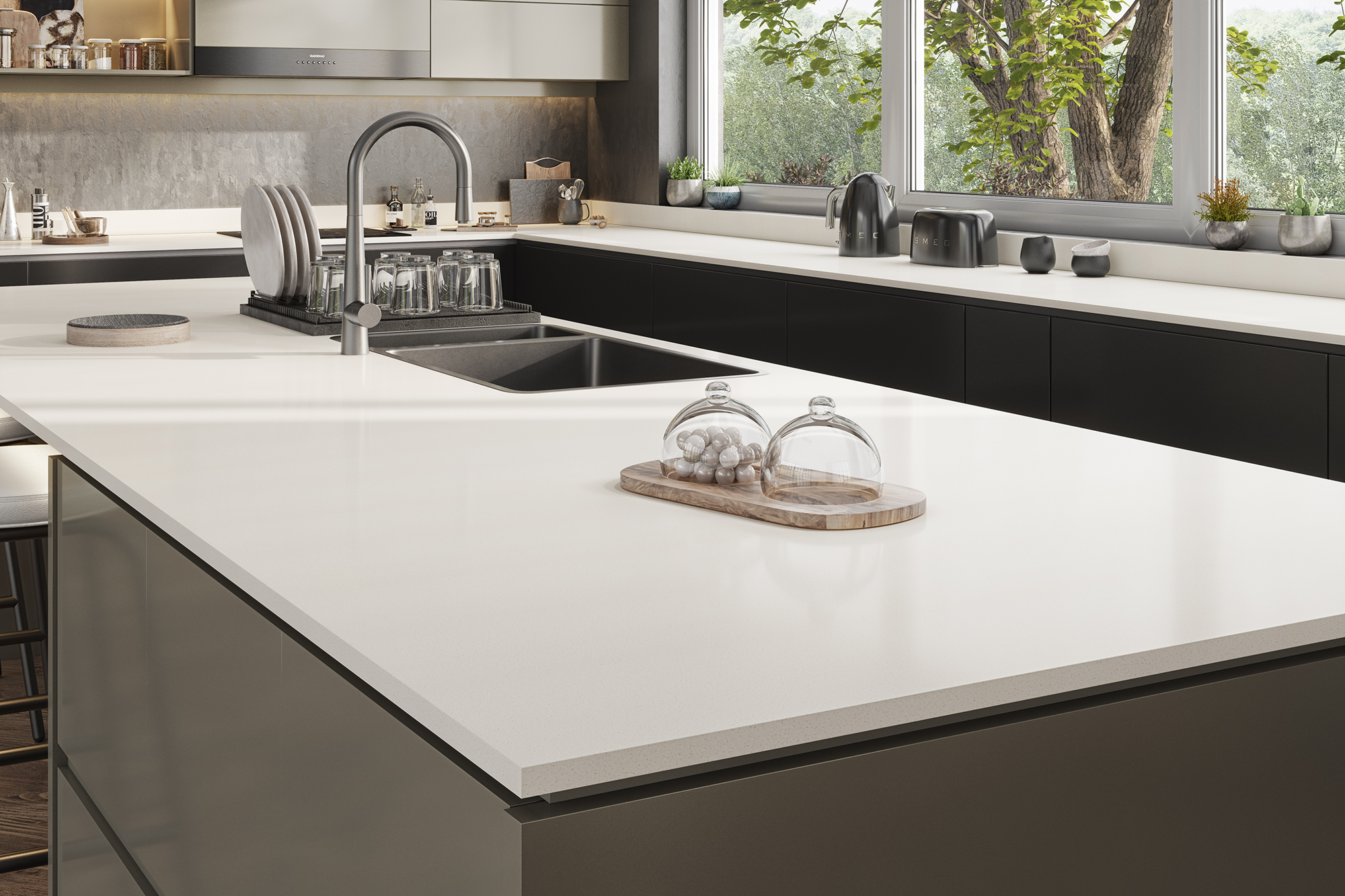 Moonstone White Solid Surface Worktop 2
