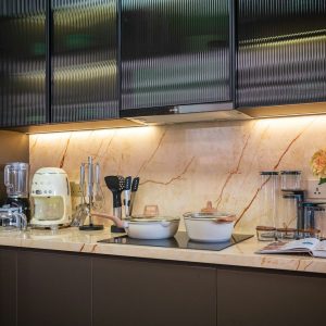 Kitchen with under-cabinet LED strip lighting (example installation)